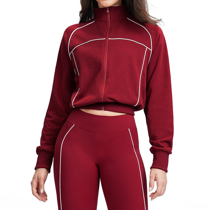 Women’s Nylon Sweat Suit Set Autumn Sportswear 2-in-1 Running Fitness Outfit (3)