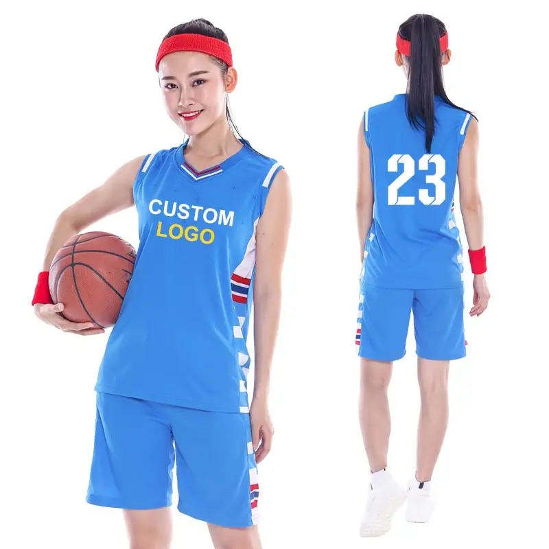 Women’s Plus Size Custom Basketball Set 100% Polyester Breathable Quick-Dry Sportswear (4)