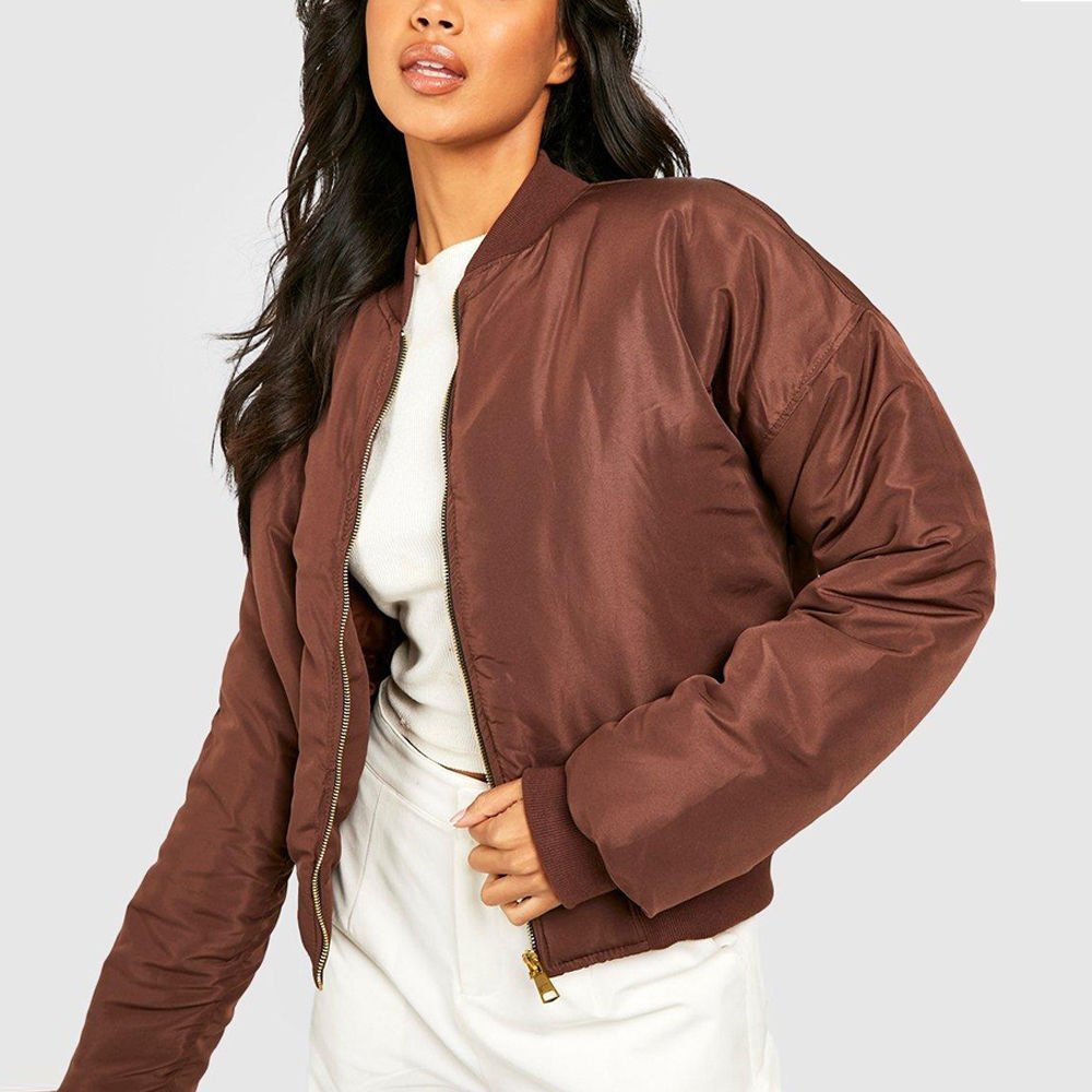 Women’s Quilted Bomber Jacket Stylish Lightweight OEM Fashion Coat (2)