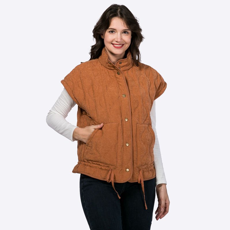 Women’s Quilted Waistcoat Vest Stand Collar Sleeveless Autumn Outerwear (1)