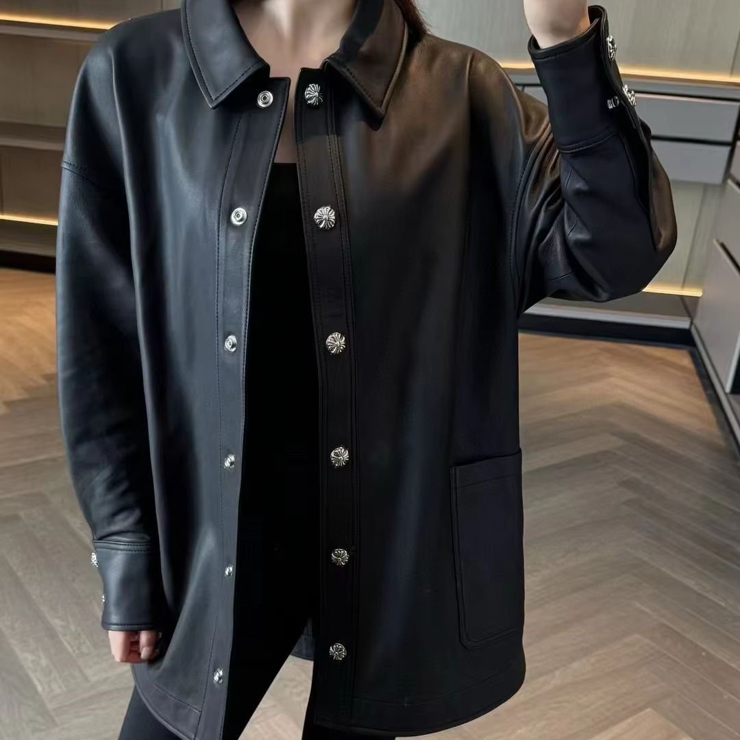 Women’s Studded Fringe Jacket Denim Leather Cropped Oversized Fashion Coat (2)