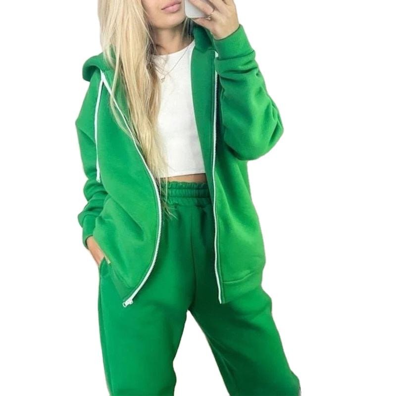 Women’s Training Sweatsuit Set Custom Logo Hoodie Jogger Tracksuit (4)