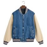 Denim varsity jacket fabric