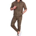 Custom logo men's suede sweatsuit