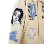 White leather sleeve varsity jacket