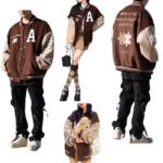 Vintage racing graphic varsity jacket