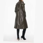Women's knee-length leather coat