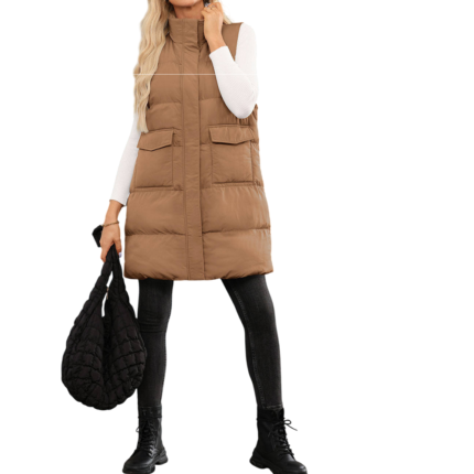 Custom logo women’s longline puffer vest