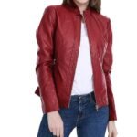 Women's brown leather jacket