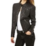Custom logo women's brown leather jacket