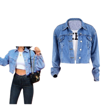 Custom women's cropped denim jacket