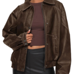 OEM women's oversized faux leather bomber