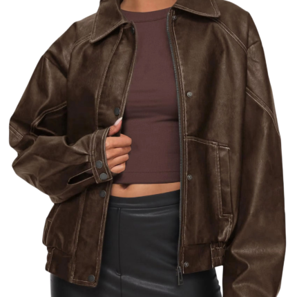 OEM women's oversized faux leather bomber