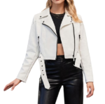 Women's cropped faux leather jacket