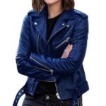 Custom women's PU leather biker jacket