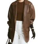 Custom women's long sheepskin leather coat