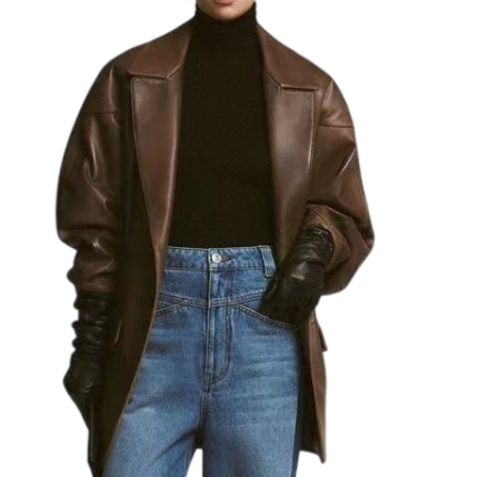 OEM women's long sheepskin leather coat