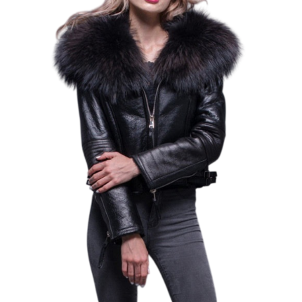 Women's double face winter moto coat