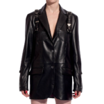 Custom women's oversized sheepskin leather motorcycle jacket