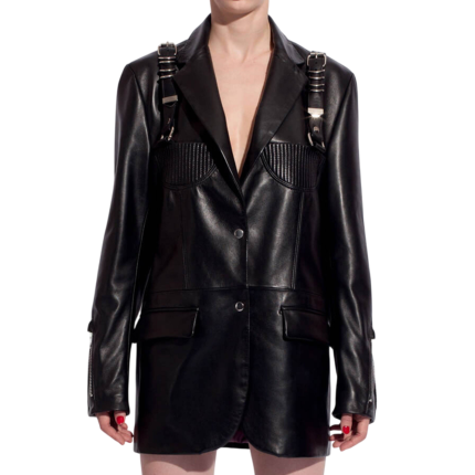 Custom women's oversized sheepskin leather motorcycle jacket