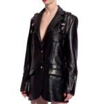 Women's oversized sheepskin leather jacket