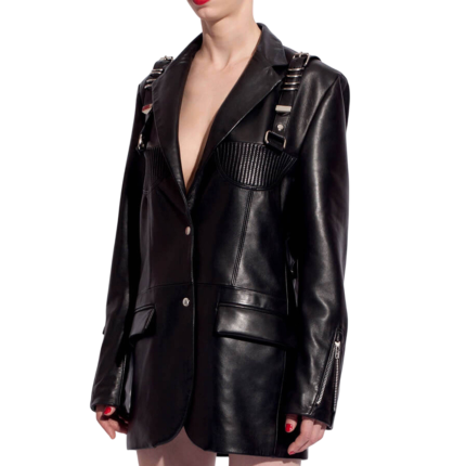 Women's oversized sheepskin leather jacket