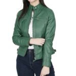 Custom women's plus size lambskin leather jacket