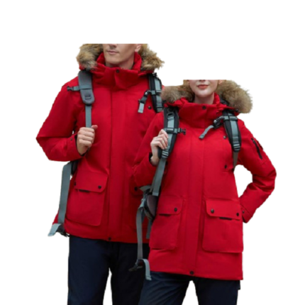 Unisex parka jacket with faux fur collar