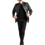 Men’s black slim fit leather jacket