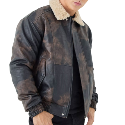 Men’s faux fur bomber jacket