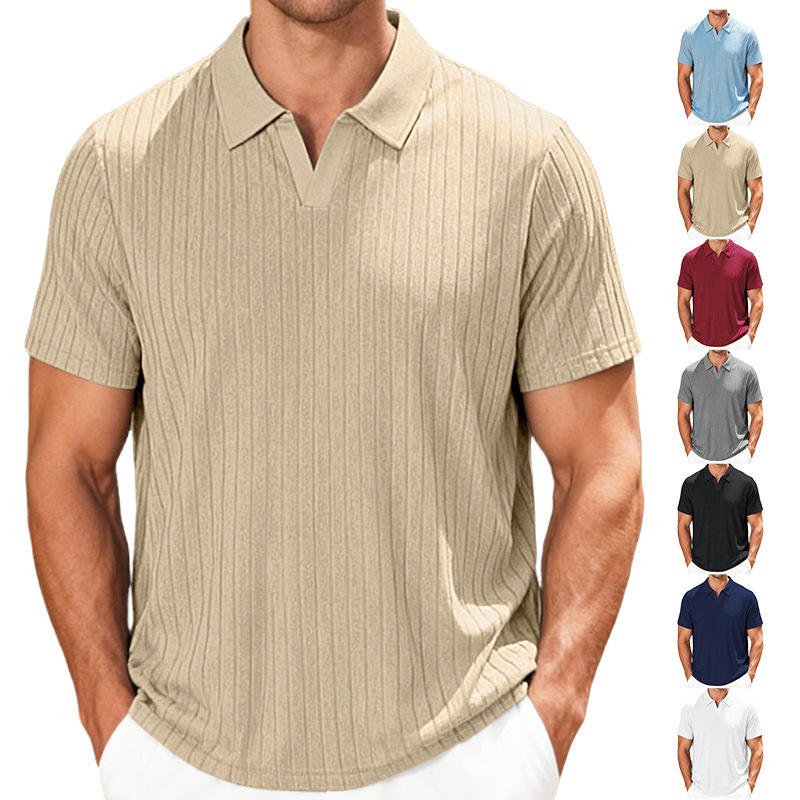 Men's Johnny Collar Polo Shirt Custom men's Johnny collar polo shirt