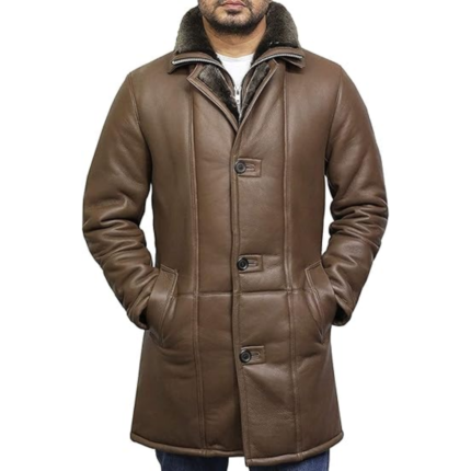 Men's lambskin leather trench coat