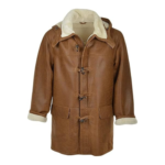 Men's fur lined lambskin leather coat