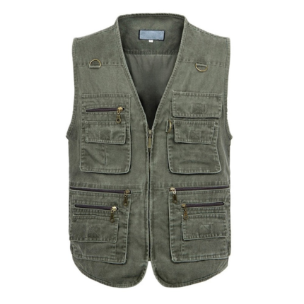 Men's multi-pocket cotton utility vest