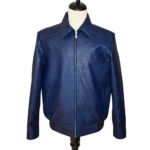 Men's ostrich texture leather jacket