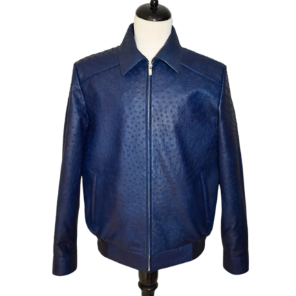 Men's ostrich texture leather jacket