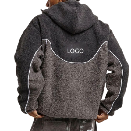 Men's oversized patchwork sherpa fleece jacket