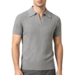 Men's ribbed knit polo fabric