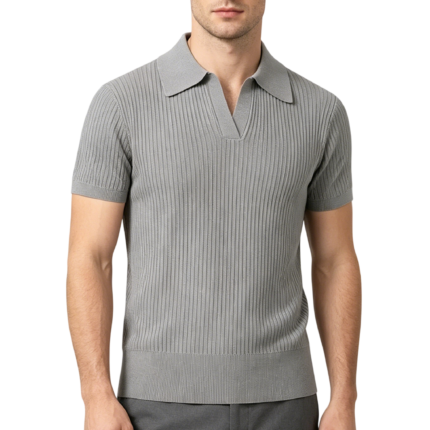 Men's ribbed knit polo fabric