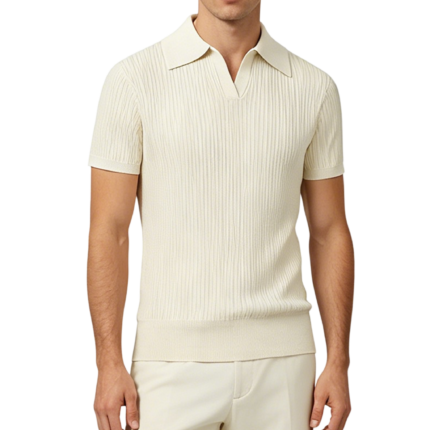 Men's ribbed knit polo shirt