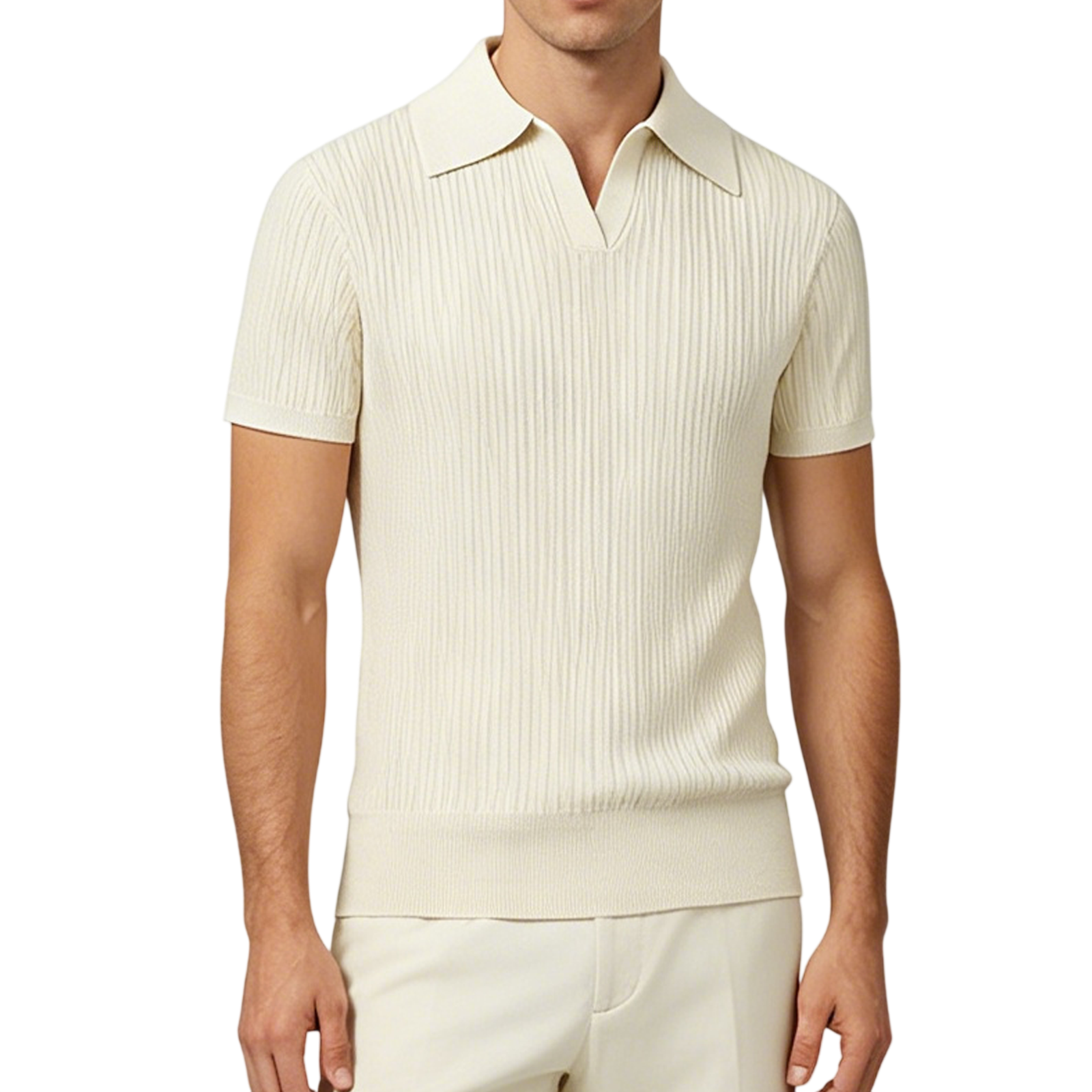 Men's Ribbed Knit Polo Shirt Men's ribbed knit polo shirt