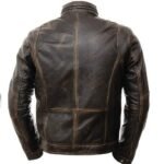 Men's distressed brown leather jacket