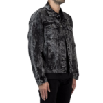 Custom black acid wash denim jacket