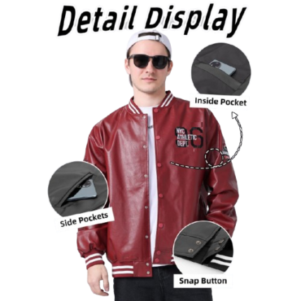 PU leather unisex varsity jacket