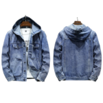 Custom men's hooded denim jacket