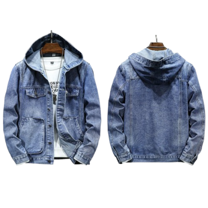 Custom men's hooded denim jacket