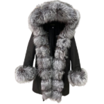 Winter parka coat with rabbit fur lining