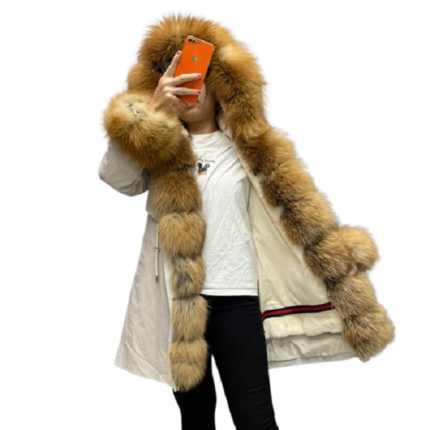 Real fox fur collar parka