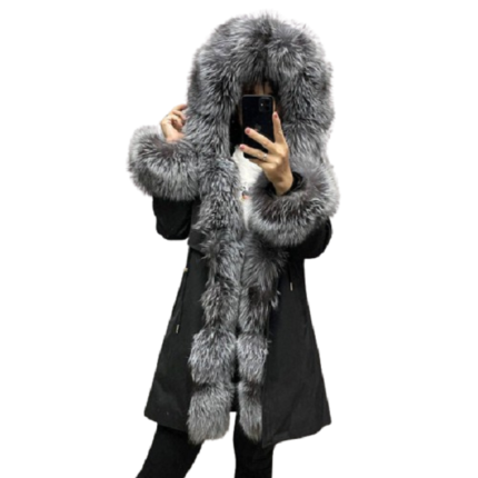 Rabbit fur lined winter parka