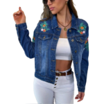 Custom women's butterfly denim jacket